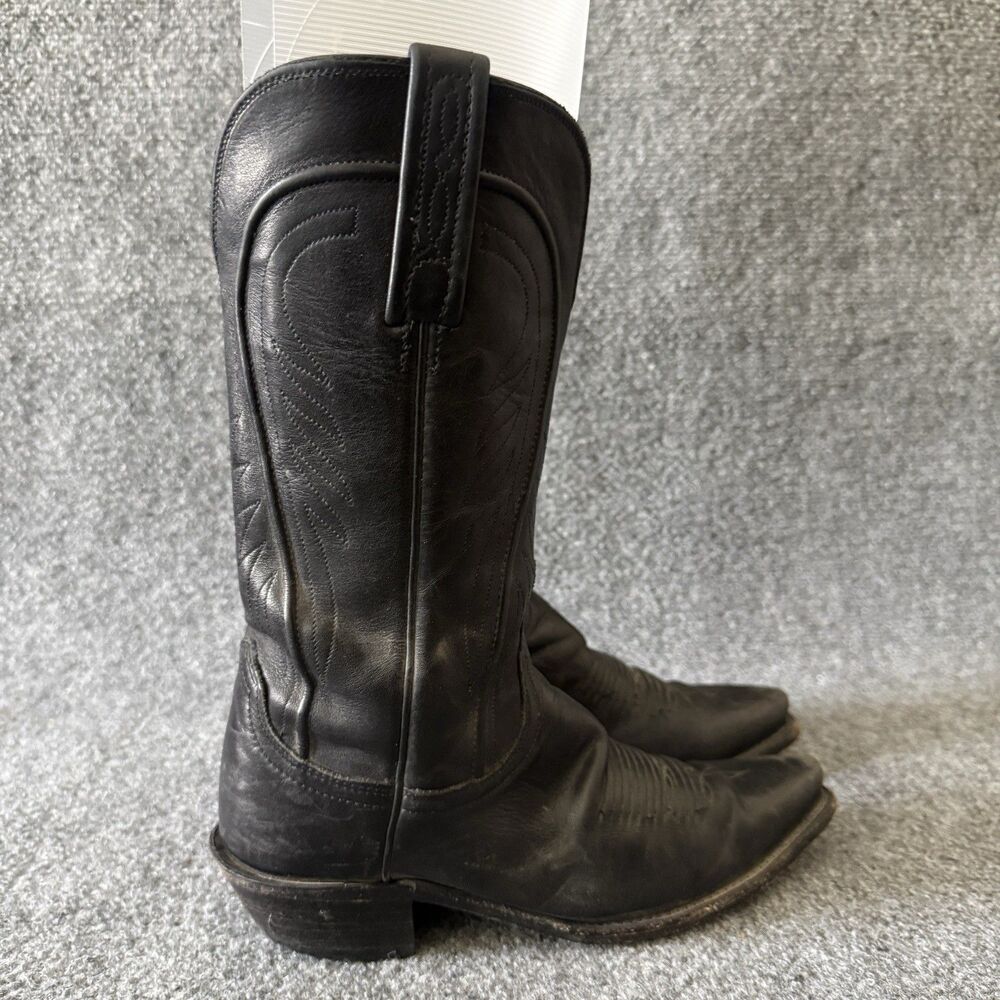 Lucchese 1883 Womens Black Leather Cowboy Boots 6.5 B Pointed Snip Toe N4605 USA